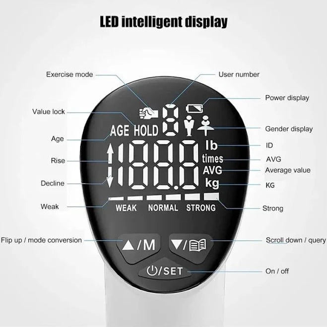 Adjustable LED Grip Strength Trainer with Digital Counter